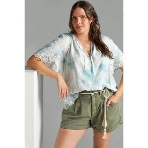 ✨2/$20 By Anthropologie Olivia Tye Died Embroidered Crochet Lace Top XS H13637